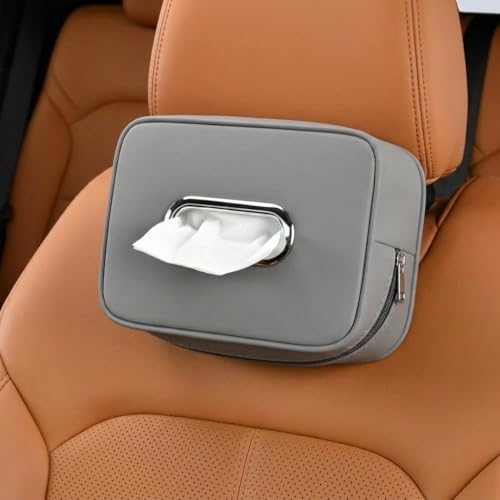 Image of STHIRA PU Leather Tissue Box Holder for Car Headrest with Zip Design