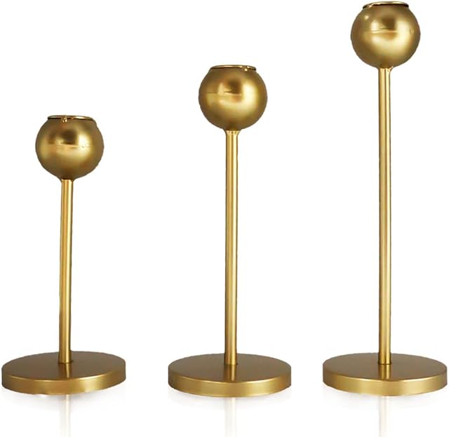 Qingbei Rina Candle Holders Set of 3,Gold Candle Holders,Metal Candlestick Holders,Easter Candle Sticks Holder,Decorative Candle Stand,Table Centerpiece for Candlelight Dinner Wedding Decor,Gifts