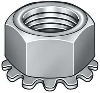 M6-1.00 Class 5 Zinc Plated Finish Steel Tooth Washer Lock Nut, 100 pk.