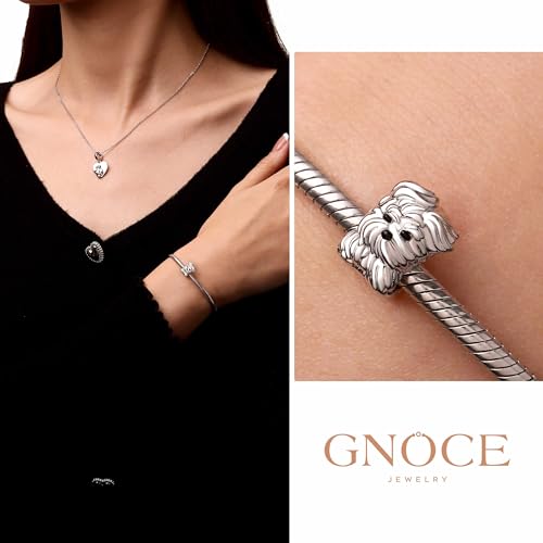 Image of GNOCE Pet Dog Bowl Bead Charm For Women, S925 Sterling Silver Bead Charm NecklaceBracelet for Her, Jewelry Gift