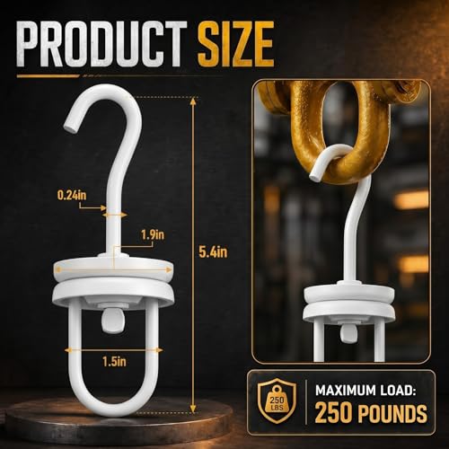 Image of MorningRo 6 Pcs Powder Coating Swivel Hooks 5.4 inch x 1.9 inch Heavy Duty Rotary Spinner Hook Rotating Hanging Oven Painting Spraying Hanger for Wheel Frame Powder Coat Gun Part 250 Lbs Capacity (White)
