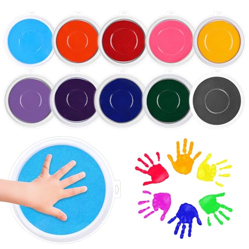 CXRYLZ-FUR 10pcs Groß Stempelkissen Bunt, Fingerstempel Fingerabdruck Set，Abwaschbar Embossing Fingerstempelfarbe Ink Pad für Kartenherstellung Scrapbooking Stempelzubehör