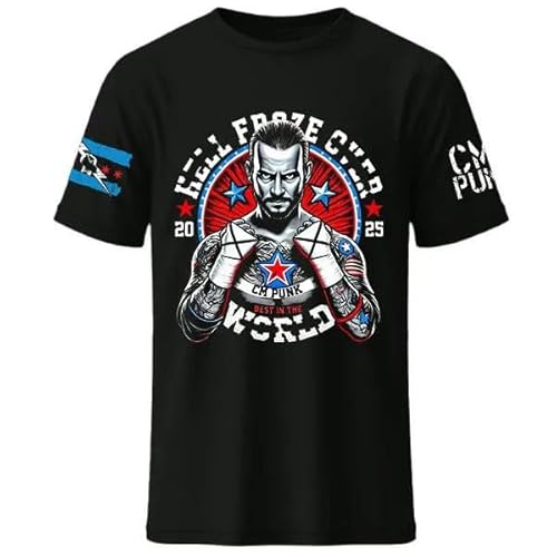 [Viiipcos] CMパンク レスリング 相撲 Tシャツ 半袖 コスプレ衣装 世界一ベスト メンズ レディース カジュアル半袖 丸首 トップス おしゃれ 夏服 人気服 運動服 記念シャツ 柔らかい 軽薄 通気性 快適 非公式 (2XL) [並行輸入品]のサムネイル