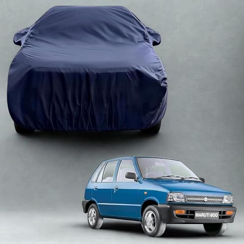 Image of RSP AARVIK Waterproof Car Body Cover Compatible with Mirror for Maruti Suzuki 800 with Long Lasting Durable Material Triple Stitched Elastic (2006-2025) Year Models (Navy Blue)