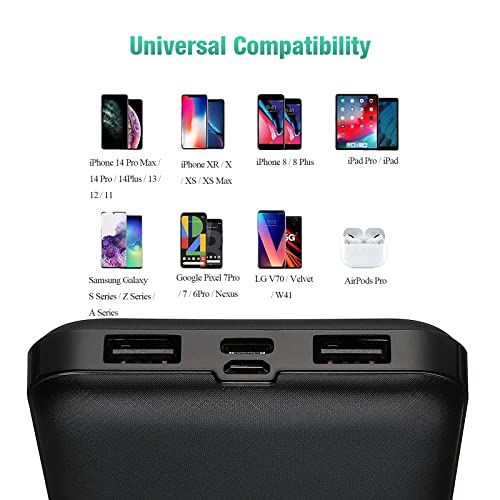 Lekzai 2-Pack 10,000Mah Portable Charger With Usb-C (Input Only), Dual Usb Output Power Bank Slim Battery Pack Compatible With Iphone Samsung Galaxy And More #TOP6