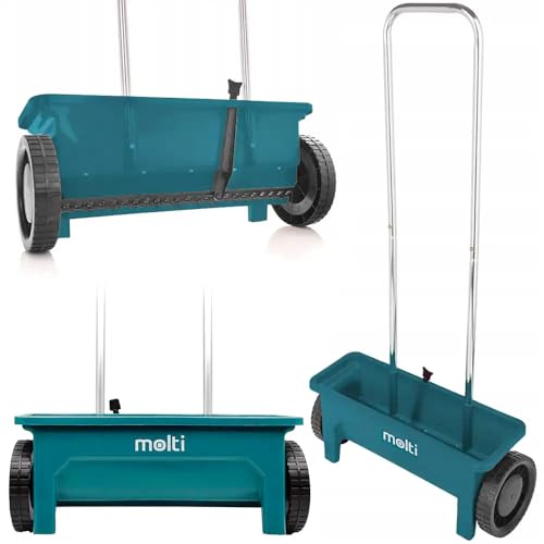 molti esparcidor de Semillas 3L 12L 14L esparcidor Manual con Doble Barra de Empuje Sembradora de césped Esparcidor de abono Esparcidor de Sal Esparcidor de Semillas para abono de césped (12 L)