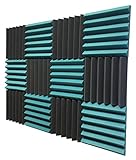 2x12x12 (12 Pack) TEAL/CHARCOAL Acoustic Wedge Soundproofing Studio Foam Tiles