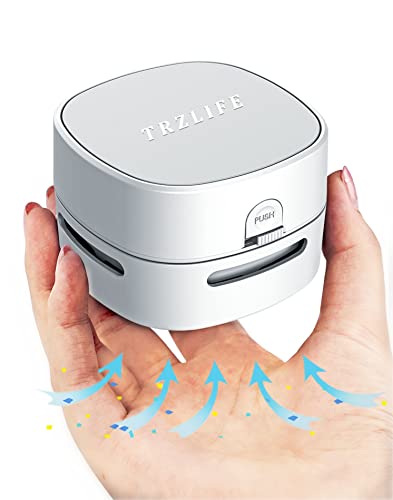 TRZLIFE Desk Vacuum Cleaner, Upgraded Mini Desktop Vacuum AA Battery More Durable Desk Accessory Sucks up Tiny Items and Crumbs from Desktop Drawer Countertop Ideal as an Easter White Elephant Gift