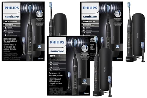 Image of Philips Sonicare ExpertClean 7500 Black, Rechargeable Electric Power Toothbrush, HX9690 /05 (Pack of 3)