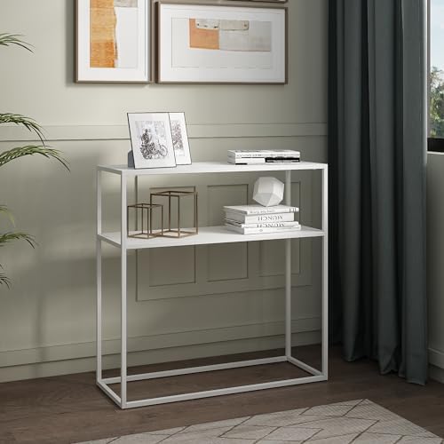 Homgoday Tavolo consolle bianco, tavolino sottile per soggiorno, camera da letto, corridoio, ingresso, scrivania