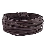 Matériau en cuir véritable:le cordon plat en cuir véritable est fabriqué en cuir de vachette véritable, lisse et doux au toucher, avec une finition de grain supérieure lisse et un fond en daim, pas facile à casser ou à s'estomper