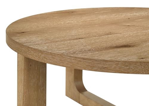 Coaster Home Furnishings - Kessler - Wood - Coffee Table with Open Base, Thick Top, and Round Shape - Living Room - 35.5-Inch - Light Oak - 735988 by Coaster Fine Furniture - Image 6