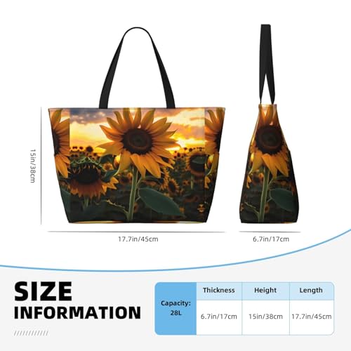 Farm Sunflower Large Capacity Beach Travel Bag, Foldable Beach Bag with Zipper, Great for Grocery Bag Pool Gym Travel Shopping4