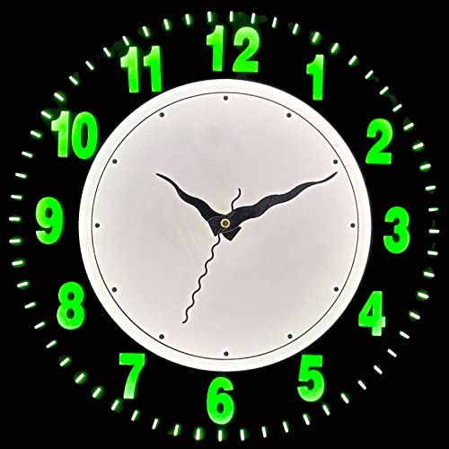 Image of Elica Round Analog Wall Clock with LED Back Light (Green)