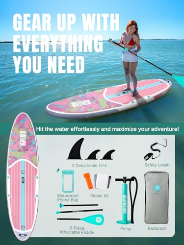 Image of Niphean Inflatable Stand Up Paddle Board with SUP Accessories, Anti-Slip EVA Deck, 10'6'' Inflatable Paddle Boards for Adults & Youth of All Skill Levels