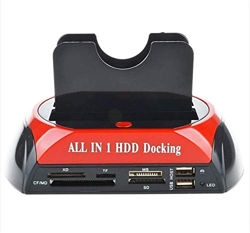 Sanyipace All in 1 HDD Docking,2.5''/3.5'' SATA Multi-Function HDD Docking Station SATA Hard Disk Base USB HUB Reader