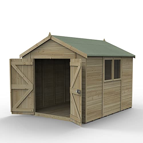 Forest Garden 10' x 8' Forest Premium Tongue & Groove Pressure Treated Double Door Apex Shed (3.06m x 2.52m)