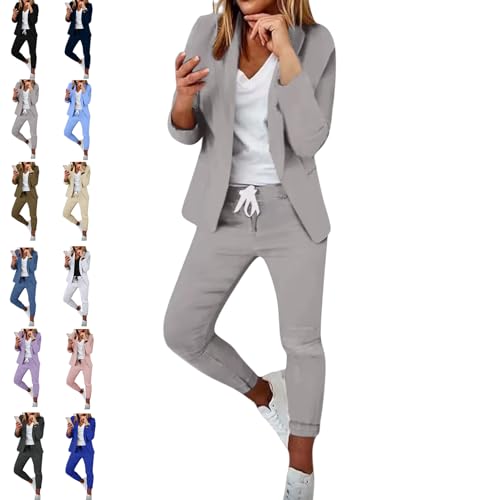 Plus Size Womens Casual and Business Suit 2 Piece Set, Blazer Work Office Jackets and Pencil Pants Dressy Suit