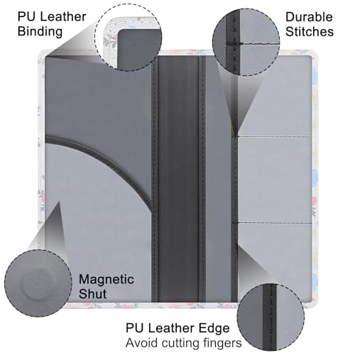 Image of LumiMokki Premium Car Registration & Insurance Card Holder with Magnetic Shut, Vehicle Glove Box Car Organizer - For Documents, Cards, License (Floral A)