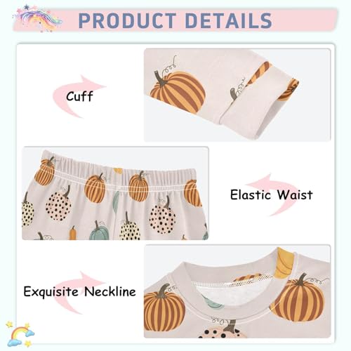 Pajama Sets Long Sleeve Colorful Pumpkins with Dots Stripes Soft Comfy Sleepwear 2 Piece PJS 3-8T4