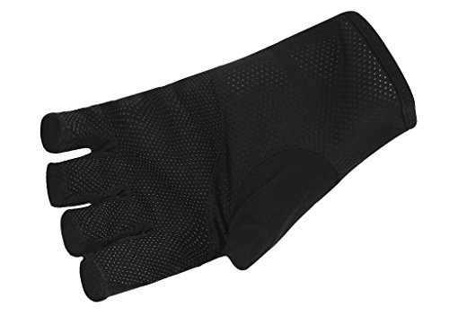 JIAHG Sommer Halbfinger Handschuhe Baumwolle Fahrradhandschuhe Kurz Spitzenhandschuhe Anti-Rutsch, Anti-UV Schutz, Dünn Sonnenschutz, Einheitsgröße, Schwarz A