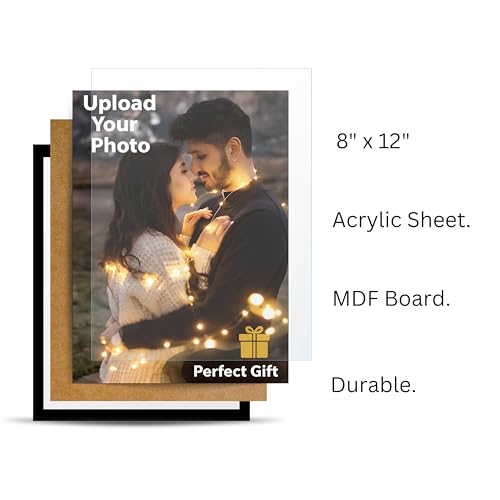 Image of Personalized Photo Frame 8x12 Inch | Custom Collage Photo Frame Gift for Birthday, Anniversary, Couple, Friends | Acrylic Sheet with MDF Back | Wall Decor Memory Frame (D-1)