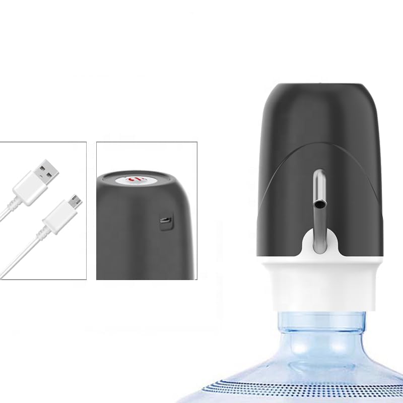 Image of Qlect Premium Automatic Electric Water Dispenser Pump for 20 Litre Bottle Portable Water Pump Dispenser for Home, Office, and Outdoors | 1200 mAh C-Type Fast Charging Battery (Black)