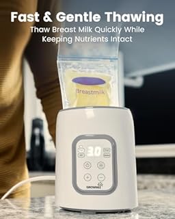 Bottle Warmer, Grownsy 8-in-1 Fast Baby Bottle Warmer with Timer, Safe for Breastmilk Nutrients, Accurate Temperature Control, with Defrost, Sterili-zing, Keep Warm, Heats Baby Food & Bottles