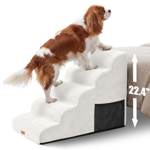Image of Topmart High Density Foam Dog Steps 5 Tiers, Extra Wide Deep Pet Steps