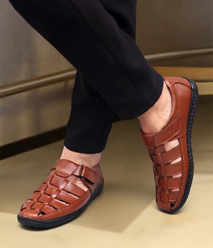 Image of ARAMISH Men,s Genuine Leather Fisherman Sandals