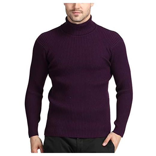 Amitafo Suéter Hombre Jersey De Cuello Alto Delgado Manga Largo de Punto Tamaño