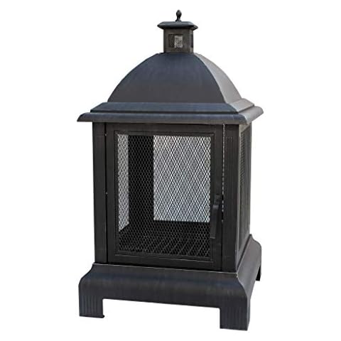 Gardenesque Steel Fire Pit with Chimney Cover
