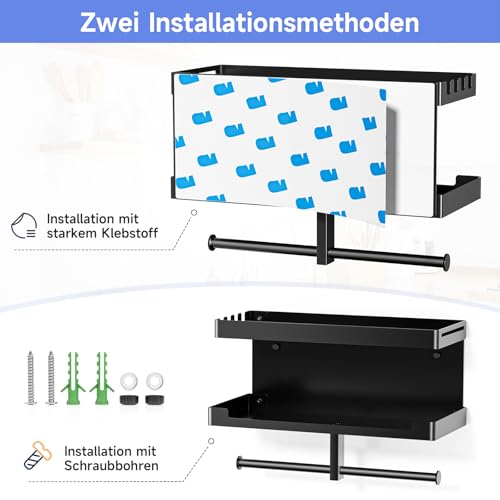 Hundegarderobe mit Ablage, Hundeleinen Halterung Wand, Schwarz Wandhalter für Hundeleine, Metall Hunde Garderobe Schlüsselbrett, für Hundeleine, Trainingsleckerlis, Kauspielzeug, Schlüssel, Groß