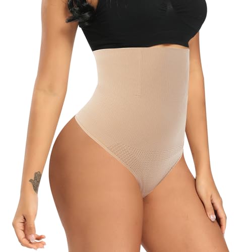 Image of Werena Thong Shapewear for Women Tummy Control Seamless High Waist Body Shaper Underwear Shaping Panties