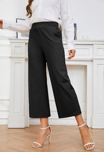 Women's Wide Leg Capri Pants Work Cropped Pants Casual Summer Capris High Waisted Crop Palazzo2