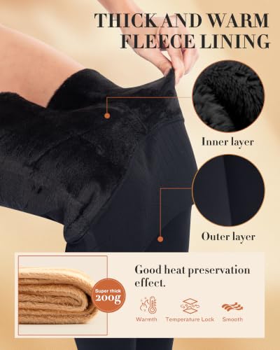 Image of CHRLEISURE Women's Fleece Lined Tights - Fake Sheer Warm Pantyhose Thick Winter Leggings