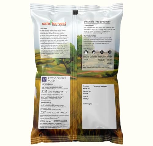 Image of Safe Harvest Pesticide-Free Seedless Tamarind | Seedless Emli | Soft & Delicious - 500grams (Pack of 3)