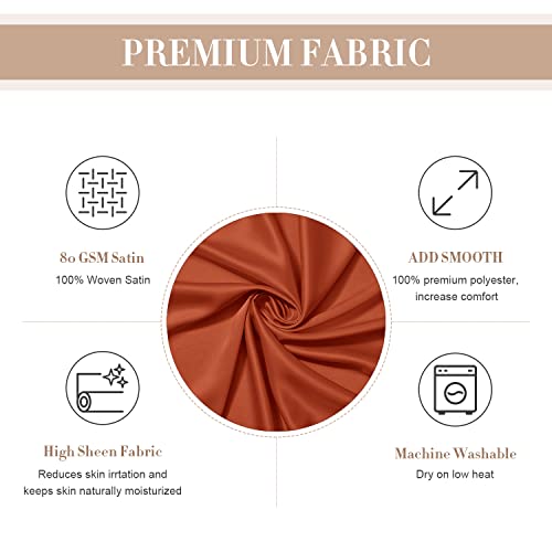 Aw Bridal Satin Kimono Robe Burant Orange Silk Robes For Women Bridesmaids, Bride Party Robes With V-Neck For Wedding Day, L #TOP5