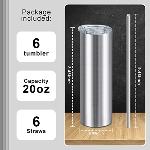 image for XccMe 20oz Straight Skinny Tumblers Bulk,Stainless Steel Tumbler with 