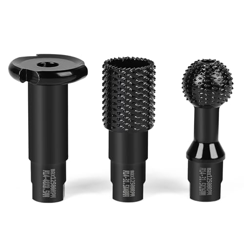 EFUTURETIME 3pcs Fresa Esférica para Madera φ 31.5mm + 48mm Fresa de Bola para Amoladora Angular 115/125 mm con Rosca M14 Ideal para Lijar Taladrar Ranurar Madera