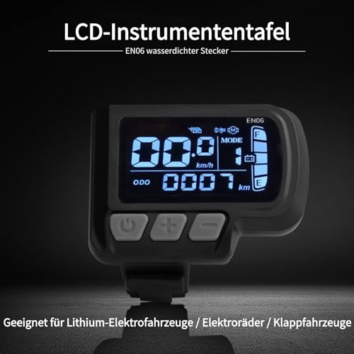 EN06 elektrisches LCD-Anzeige-Meter Geschwindigkeitsmesser wasserdichter 6-poliger Lichtverbinder Anzeige-Meter 24V 36V 48V 60V Elektrofahrrad-Anzeige-Panel für 22,2 mm Lenker
