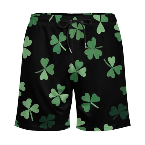 Clovers St. Patrick's Day Shamrocks Mens Swim Trunks with Quick Dry Liner Beach Swimming Trunk Mesh Shorts with Pockets2