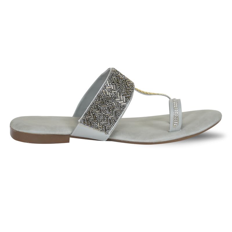 Image of DFR Flip Flops for Women Daily Use Comfortable Ethnic Embroidered Girls Slippers flipflops chappals