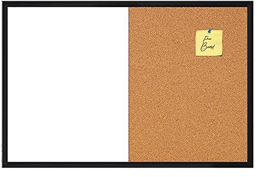 Provizon 1.5x2 feet Combination Non-Magnetic White Board and Natural Cork/Beige Notice Pin-up Board with Synthetic Black Wooden Frame (White and Natural Cork/Beige)-image-28