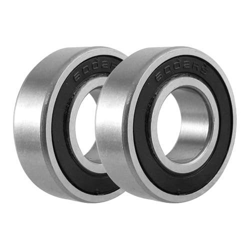 2PCS Juttzzei 6002-2RS Bearings, ID 15 x OD 32 x Width 9mm 6002-2RS Deep Groove Ball Bearings, Chrome Steel Double Sealed Precision Bearing P6(ABEC 3) - Silver