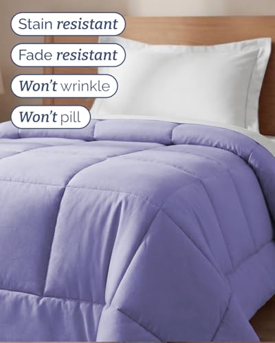 Image of Twin Size, Lavender Alternative Down Comforter - Warm, Lightweight & Breathable Hotel Quality Bedding Set for Men, Women, Kids & Teens - All Season Oversized Cooling Microfiber Duvet Insert Comforter
