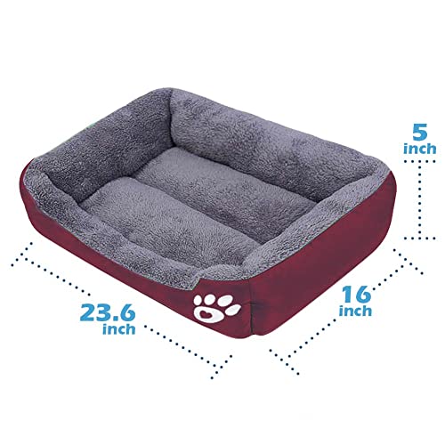 Barelove Pet Dog Bed, Washable Rectangular Pet Basket Bed , Durable And 100-Percent Waterproof And Fleece Lining Fit Most Pets (Small, Wine Red) #TOP4