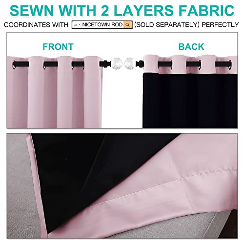 Image of NICETOWN Full Shading Curtains for Windows, Super Heavy-Duty Black Lined Blackout Curtains for Girl's Room, Privacy Assured Heavy Drapes (Lavender Pink, Pack of 2, 52 inches W x 95 inches L)