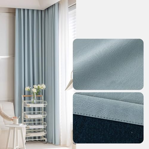 Rideaux opaques chambre occultants bleus 137x274 oeillets Beydodo polyester