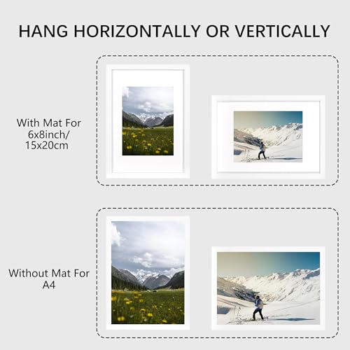 KAIWIN Picture Frame White A4(21x30cm) set of 3-15x20cm with Mat - Image 2